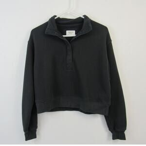 American Eagle XS Black Cropped Sweater Collared Casual Preppy Pullover AEO